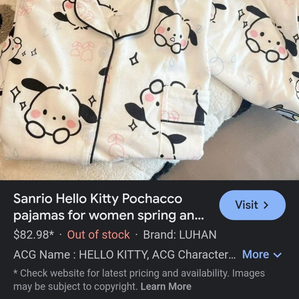 ❌️ [SOLD] Sanrio Kawaii Pochacco Pajama PJ Set Small - Picture 2 of 10